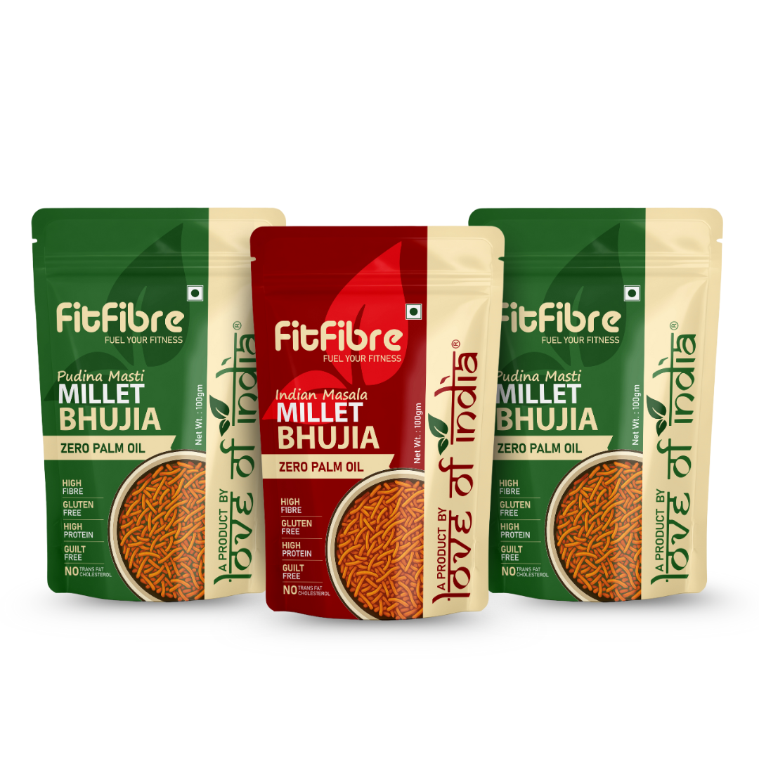 FitFibre Assorted Millet Bhujia β Pack of 3