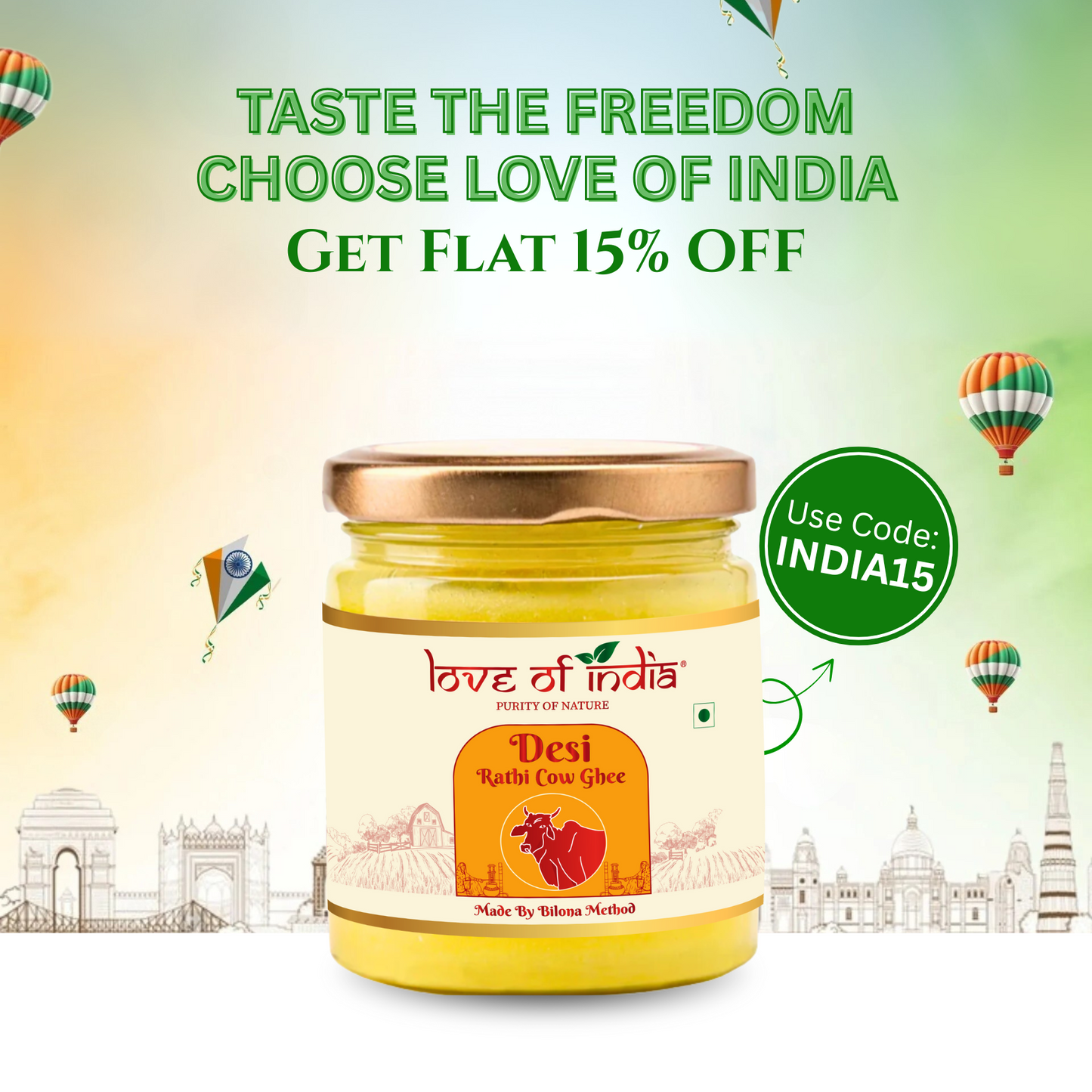 Love of India Desi Vedic Rathi Cow Ghee made by Bilona method