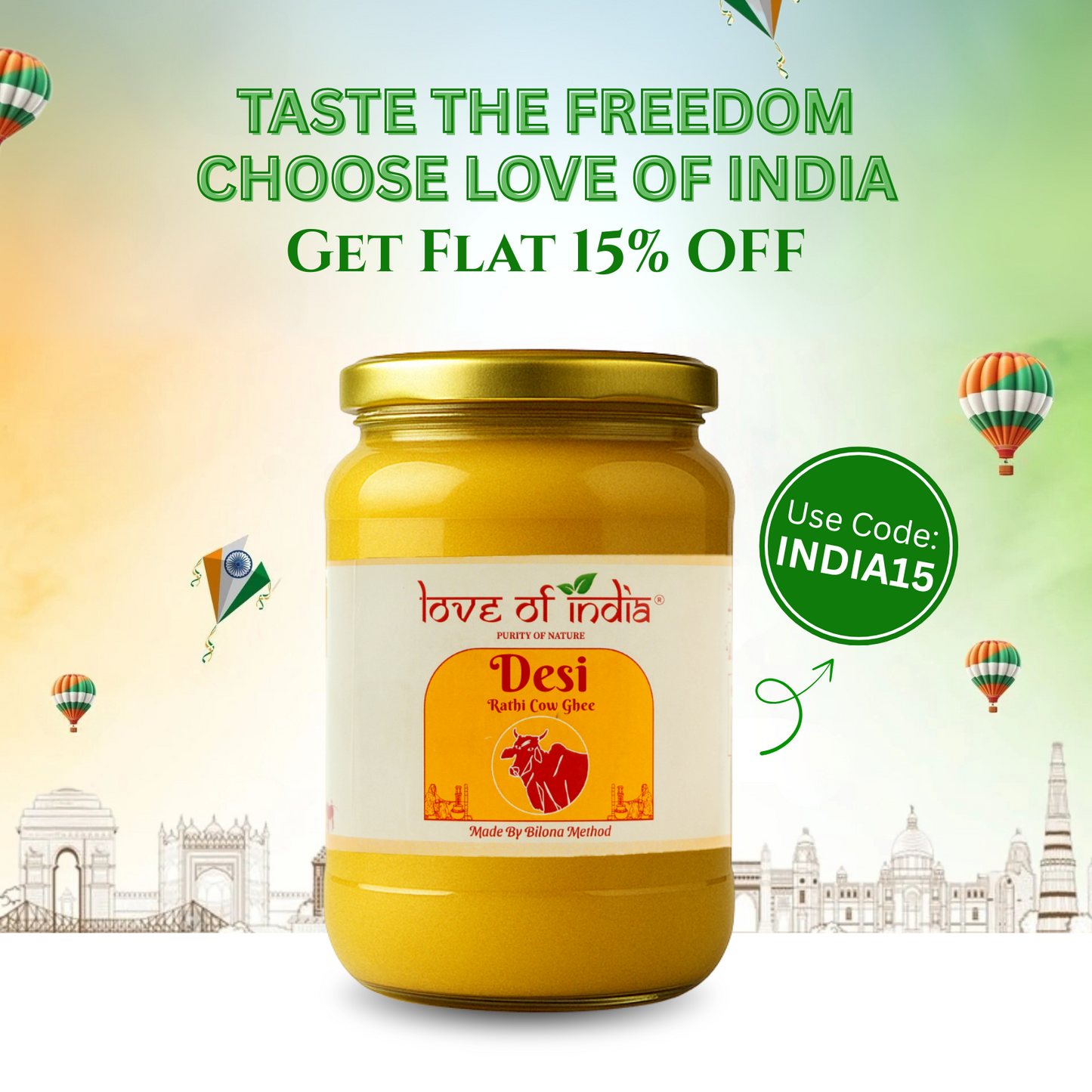 Love of India Desi Vedic Rathi Cow Ghee made by Bilona method