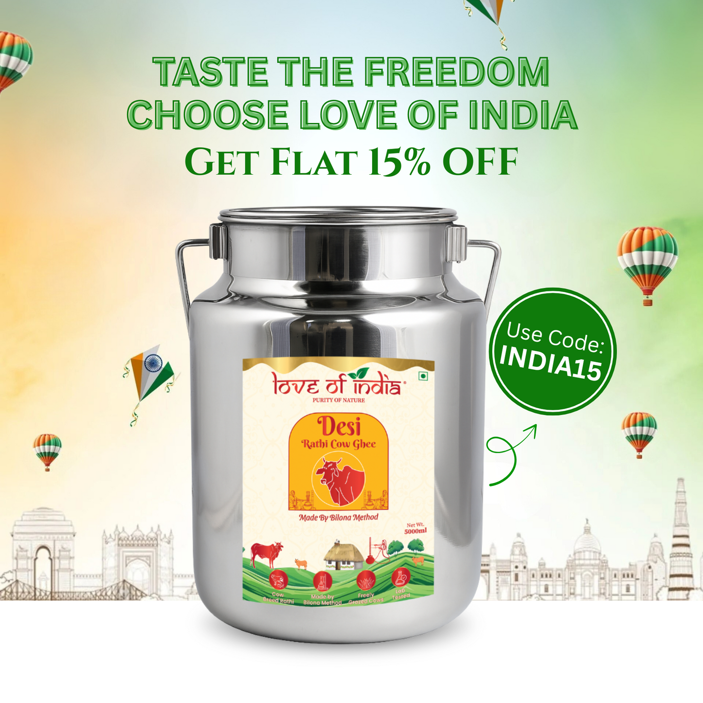 Love of India Desi Vedic Rathi Cow Ghee made by Bilona method