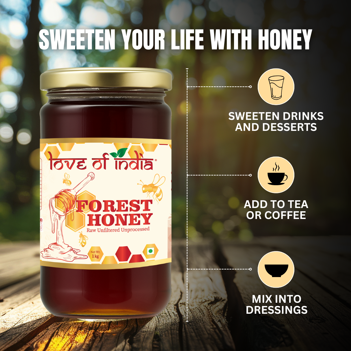 Forest Honey (Raw, Unfiltered, Unprocessed & Non-Pasteurised) 1 KG