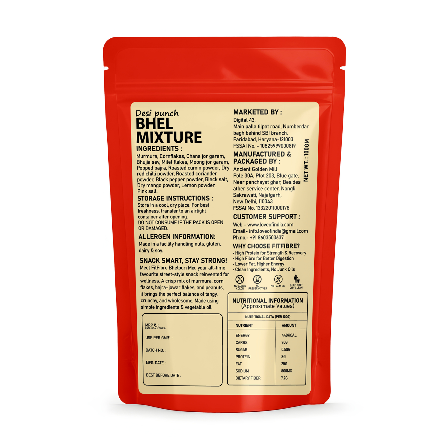 Desi Punch Bhel Mixture | High Fibre, High Protein Desi Snack