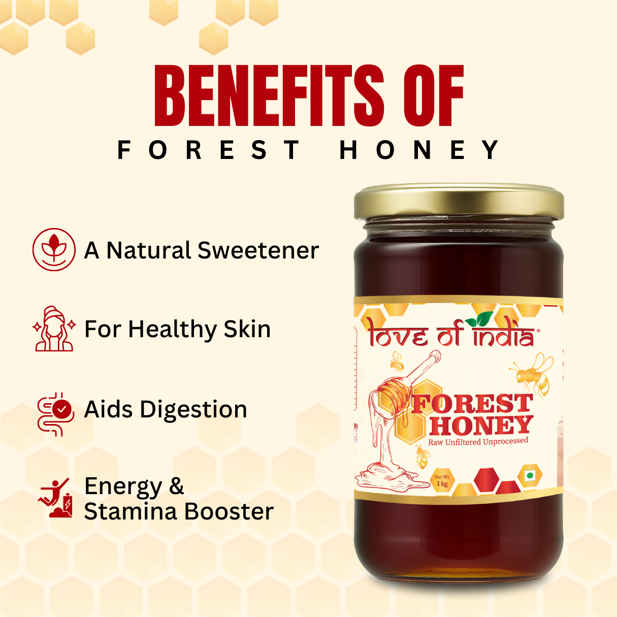 Forest Honey (Raw, Unfiltered, Unprocessed & Non-Pasteurised) 1 KG
