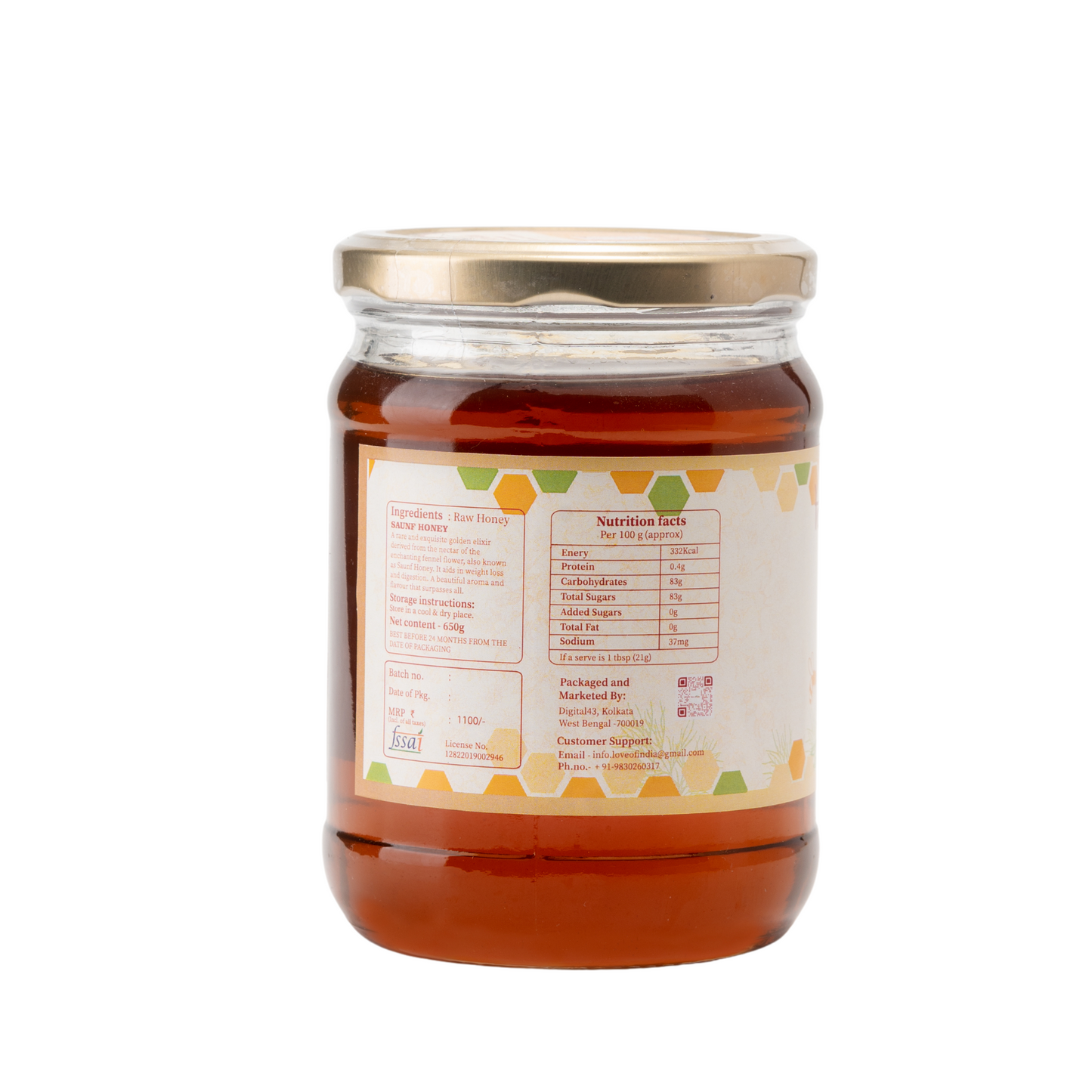 Saunf Honey (Fennel Raw Honey, Raw, Unfiltered, Unprocessed & Non-Pasteurised)
