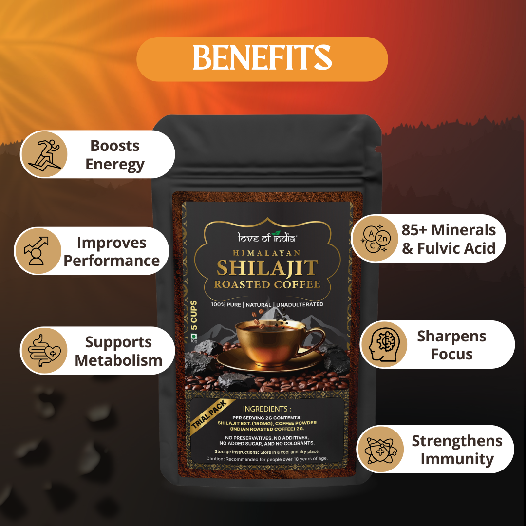 Himalayan Shilajit Roasted Premium Coffee Pack of 2 (10g each) | 10 cups