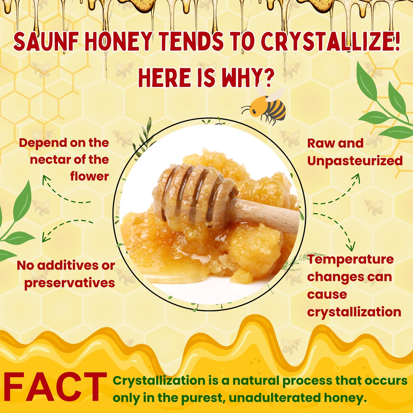 Saunf Honey (Fennel Raw Honey, Raw, Unfiltered, Unprocessed & Non-Pasteurised)