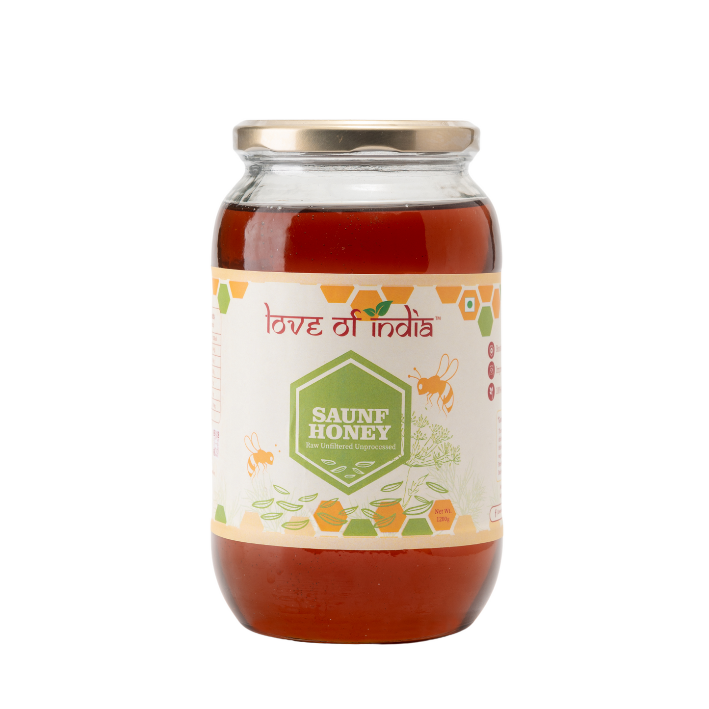 Saunf Honey (Fennel Raw Honey, Raw, Unfiltered, Unprocessed & Non-Pasteurised)