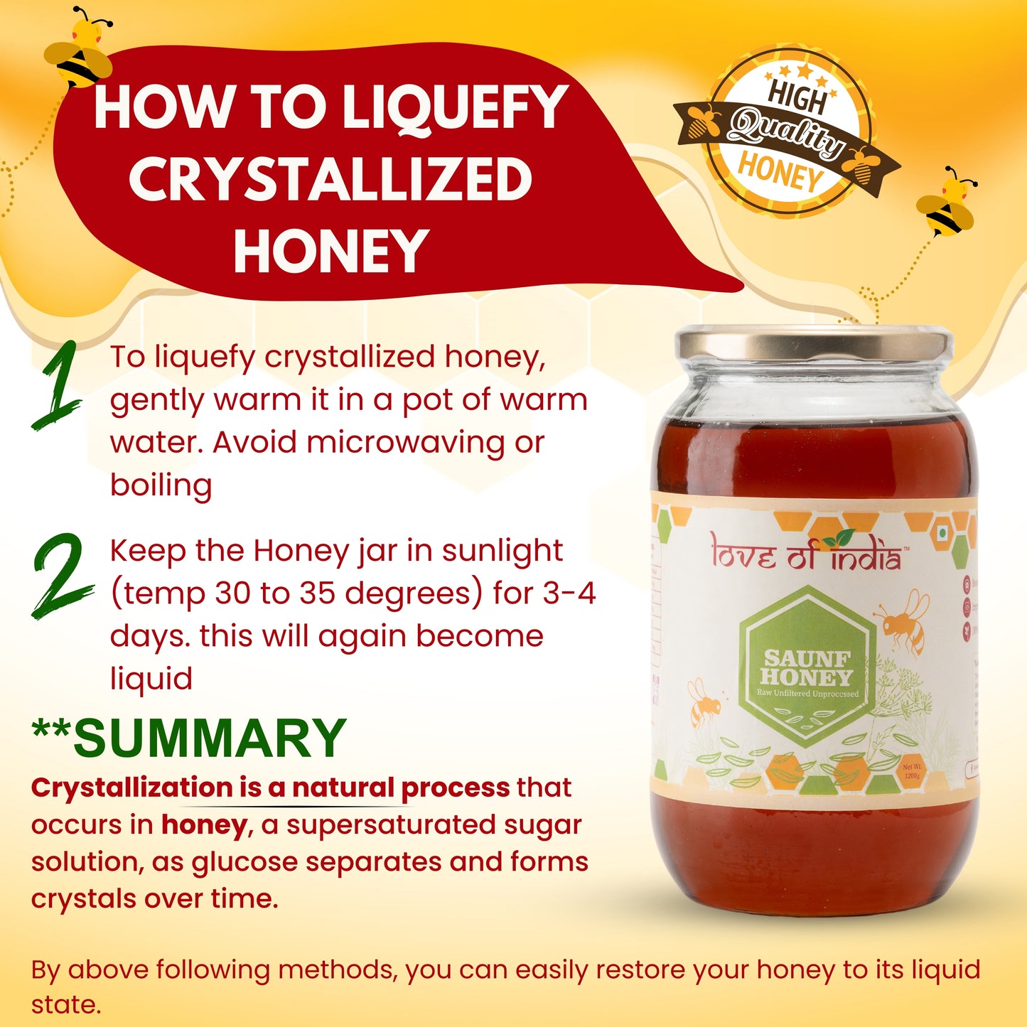 Saunf Honey (Fennel Raw Honey, Raw, Unfiltered, Unprocessed & Non-Pasteurised)