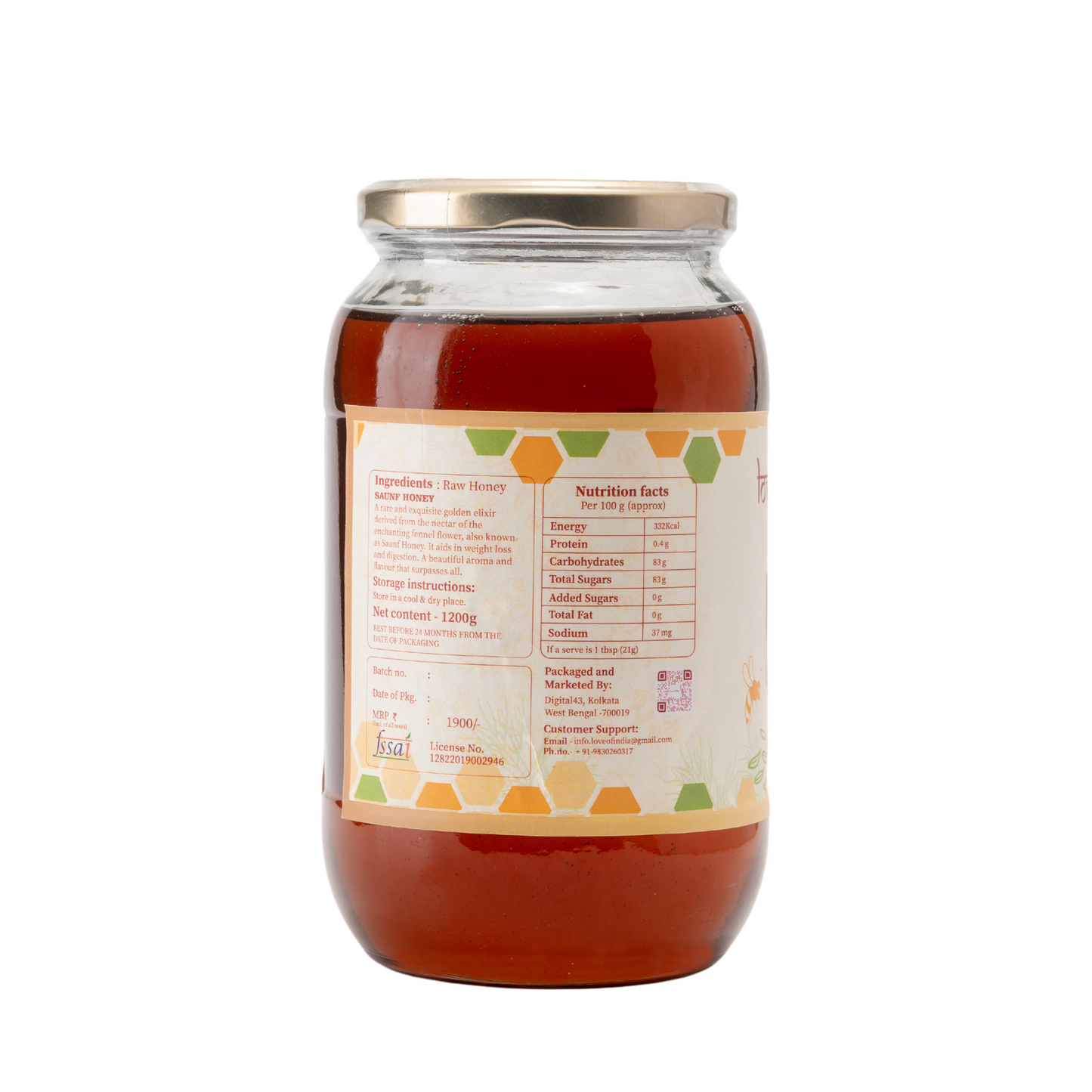 Saunf Honey (Fennel Raw Honey, Raw, Unfiltered, Unprocessed & Non-Pasteurised)