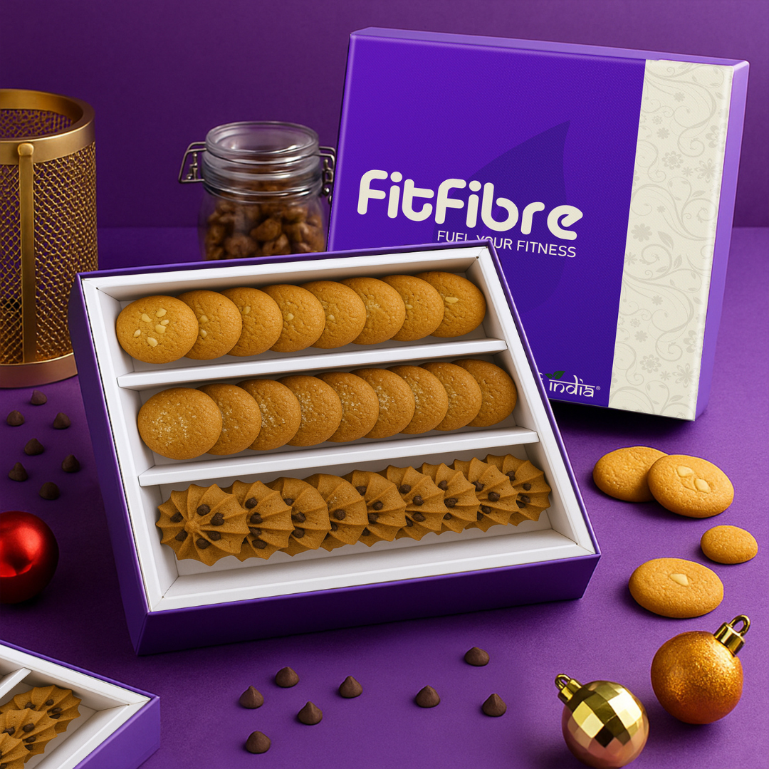 FitFibre Cookie Gift Box – Oats, Coconut & Choco Chip Cookies (8 Pcs Each)