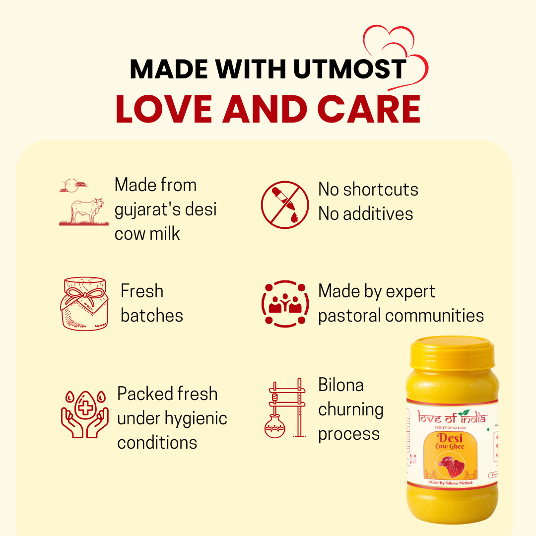 Love of India Desi Cow Ghee made by Bilona Method | 1000ml