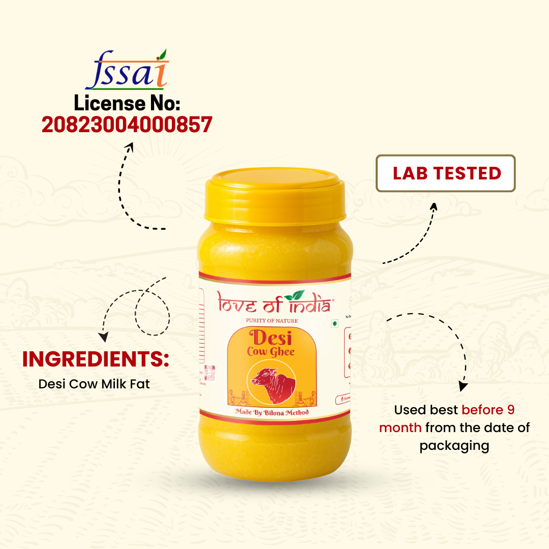 Love of India Desi Cow Ghee made by Bilona Method | 1000ml
