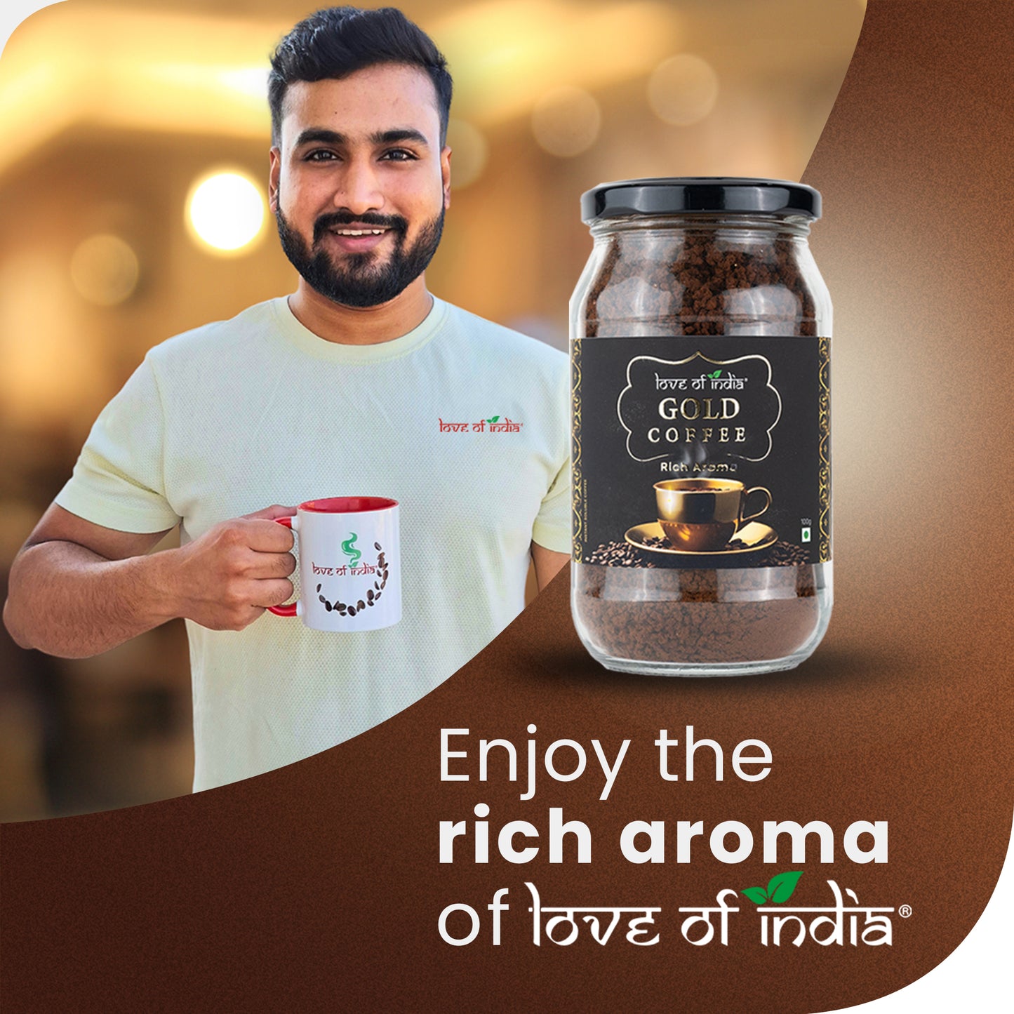Love of India Gold Coffee - Rich Aroma | Instant Coffee