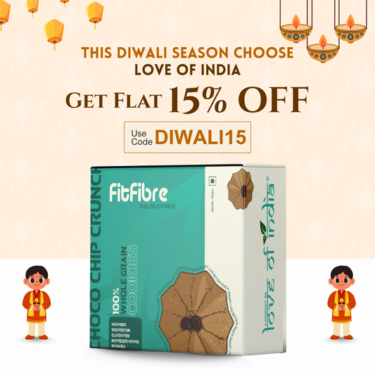 FitFibre Choco Chip Crunch Cookies | Gluten Free | No Maida | High Protein Snack - 130gm