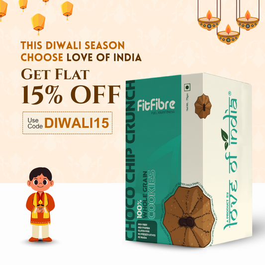 FitFibre Choco Chip Crunch Cookies | Gluten Free | No Maida | High Protein Snack - 75gm