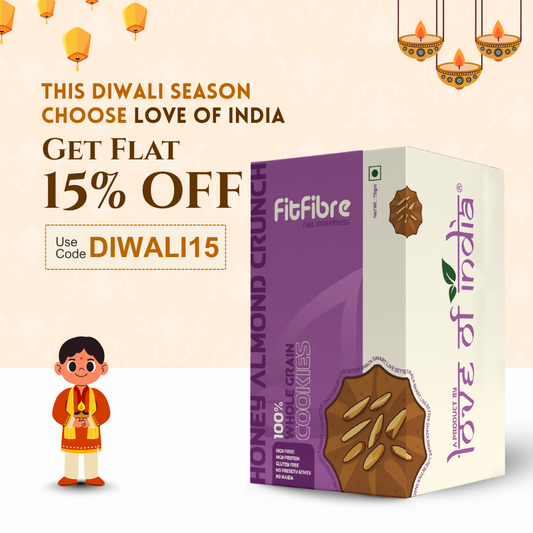 FitFibre Honey Almond Crunch Cookies | Gluten Free | No Maida | High Protein - 75gm