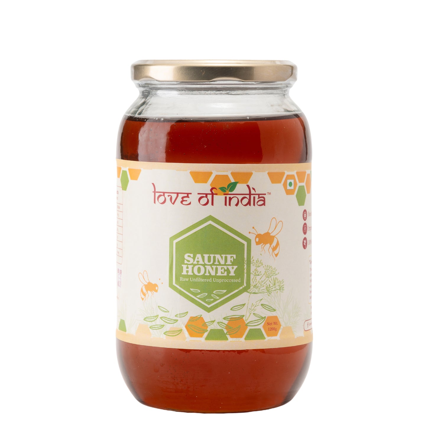 Saunf Honey (Fennel Raw Honey, Raw, Unfiltered, Unprocessed & Non-Pasteurised)