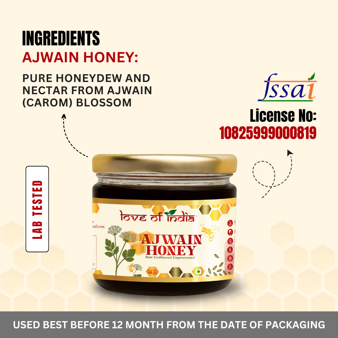 Ajwain Honey 400g | 100% Pure – Aids Digestion & Relieves Cough