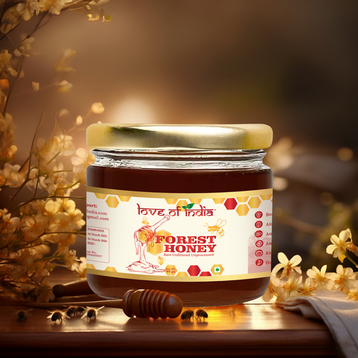 Pure Forest Honey (Unfiltered, Unprocessed & Non-Pasteurised) 400gm