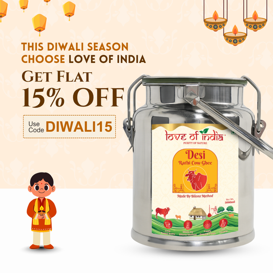 Desi Vedic Rathi Cow Ghee made by Bilona method | 5 Liter Desi Ghee Streel Can (Dolchi)
