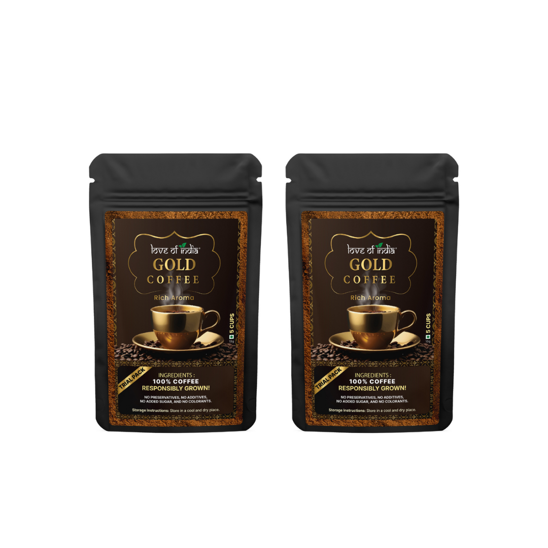 Love of India Gold Coffee - Rich Aroma | Instant Coffee | 10gm (5cups) Pack