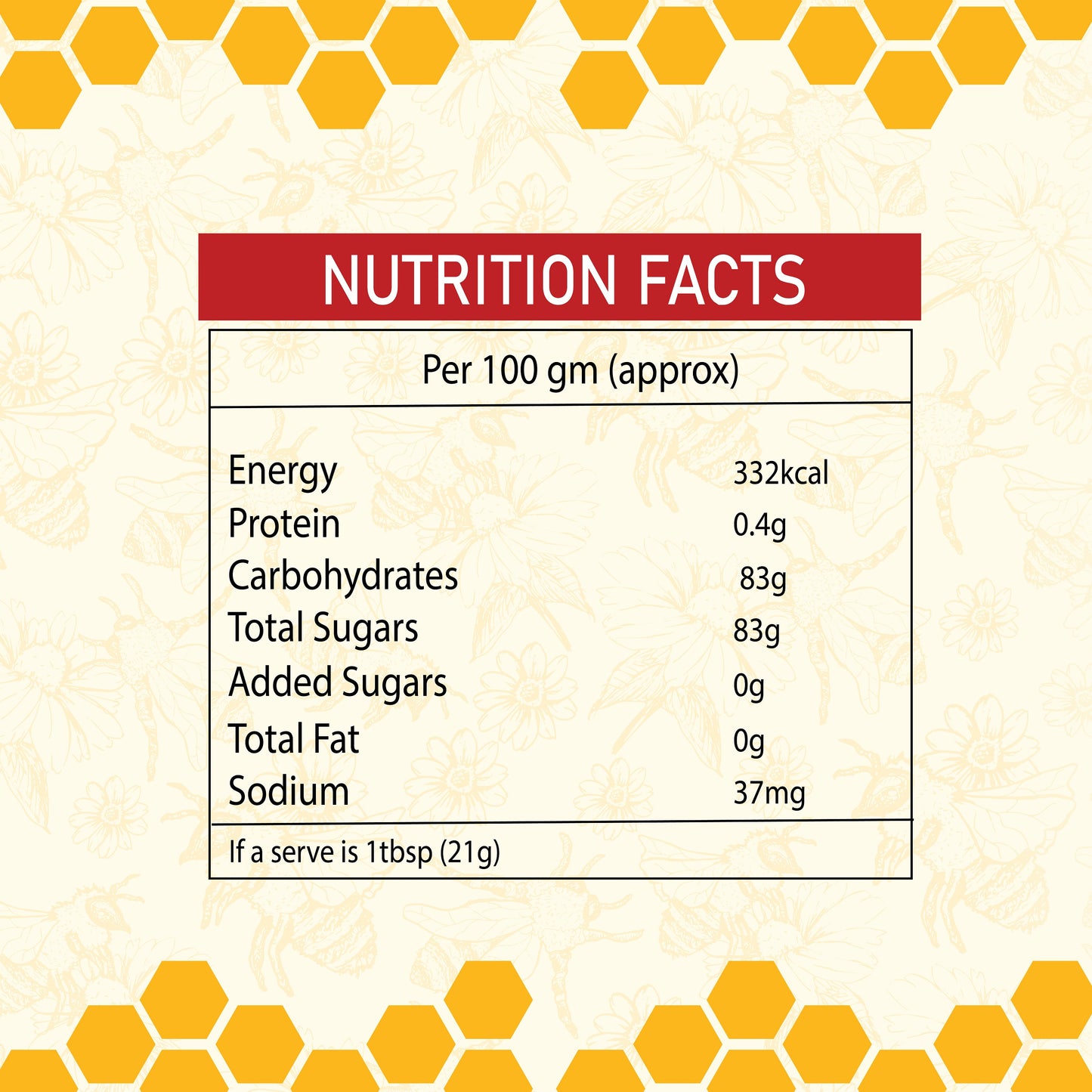 Natural Honey (Raw, Unfiltered, Unprocessed & Non-Pasteurised)