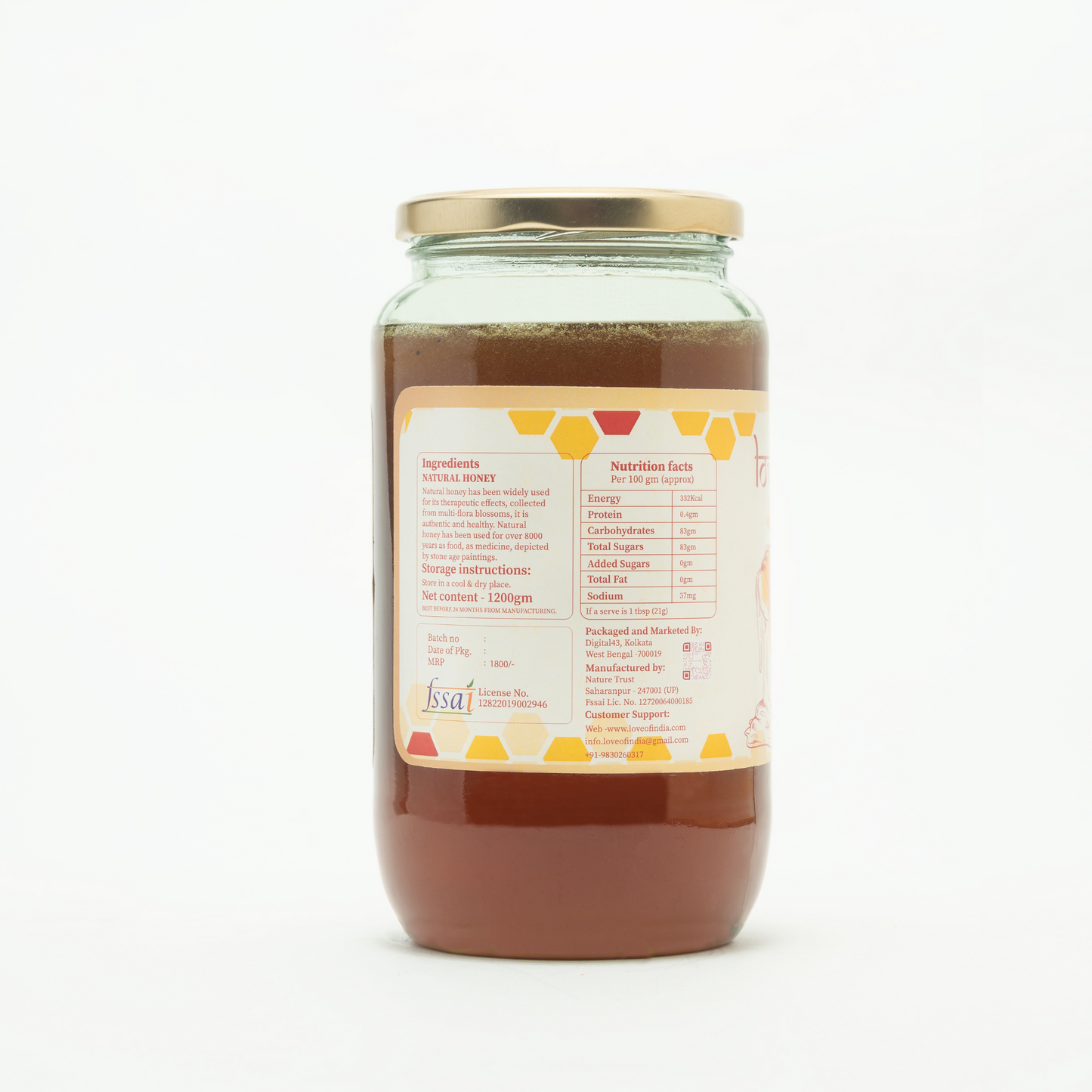Natural Honey (Raw, Unfiltered, Unprocessed & Non-Pasteurised)