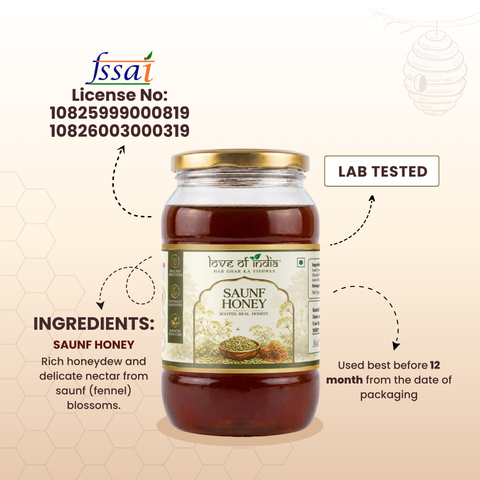 Saunf Honey (Fennel Raw Honey, Unfiltered, Unprocessed & Non-Pasteurised)