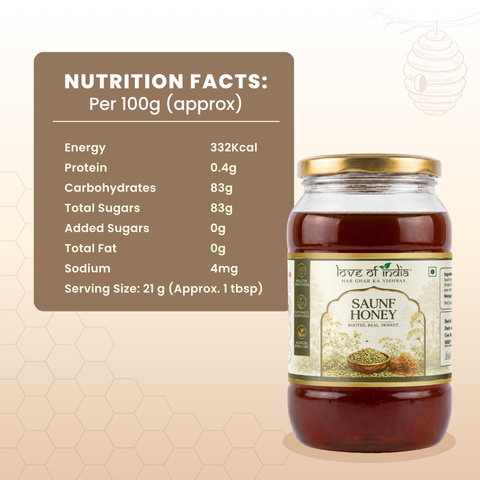 Saunf Honey (Fennel Raw Honey, Unfiltered, Unprocessed & Non-Pasteurised)