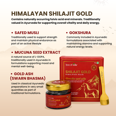 Himalayan Shilajit Gold | Ayurvedic Herbal Blend | Fulvic Acid Rich Resin | Quality Tested