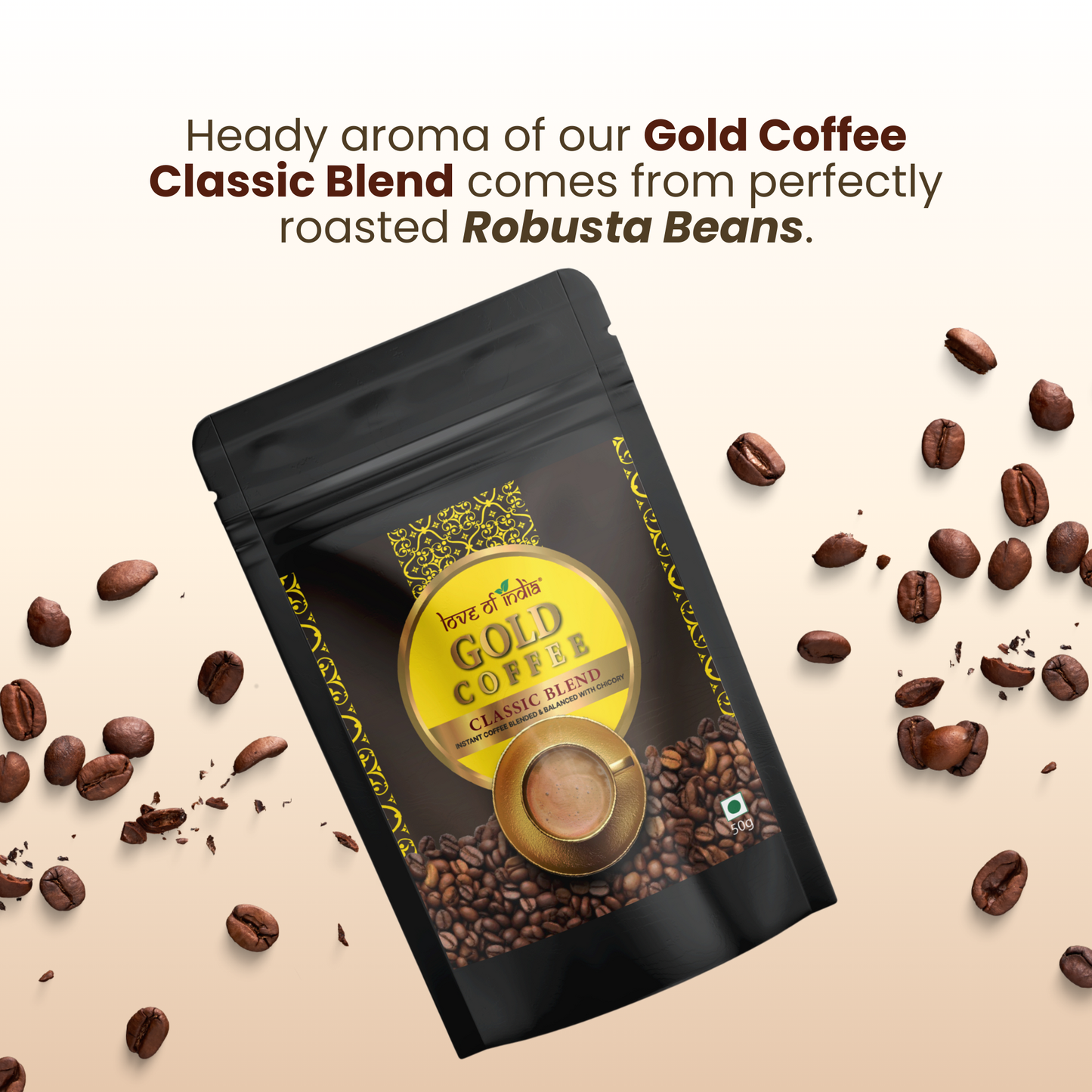 Love of India Gold Coffee – Classic Blend | Instant Coffee 50gm
