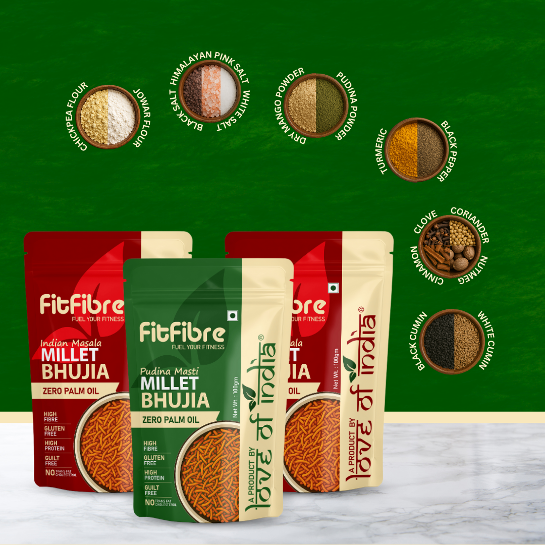FitFibre Assorted Millet Bhujia Combo Pack of 3