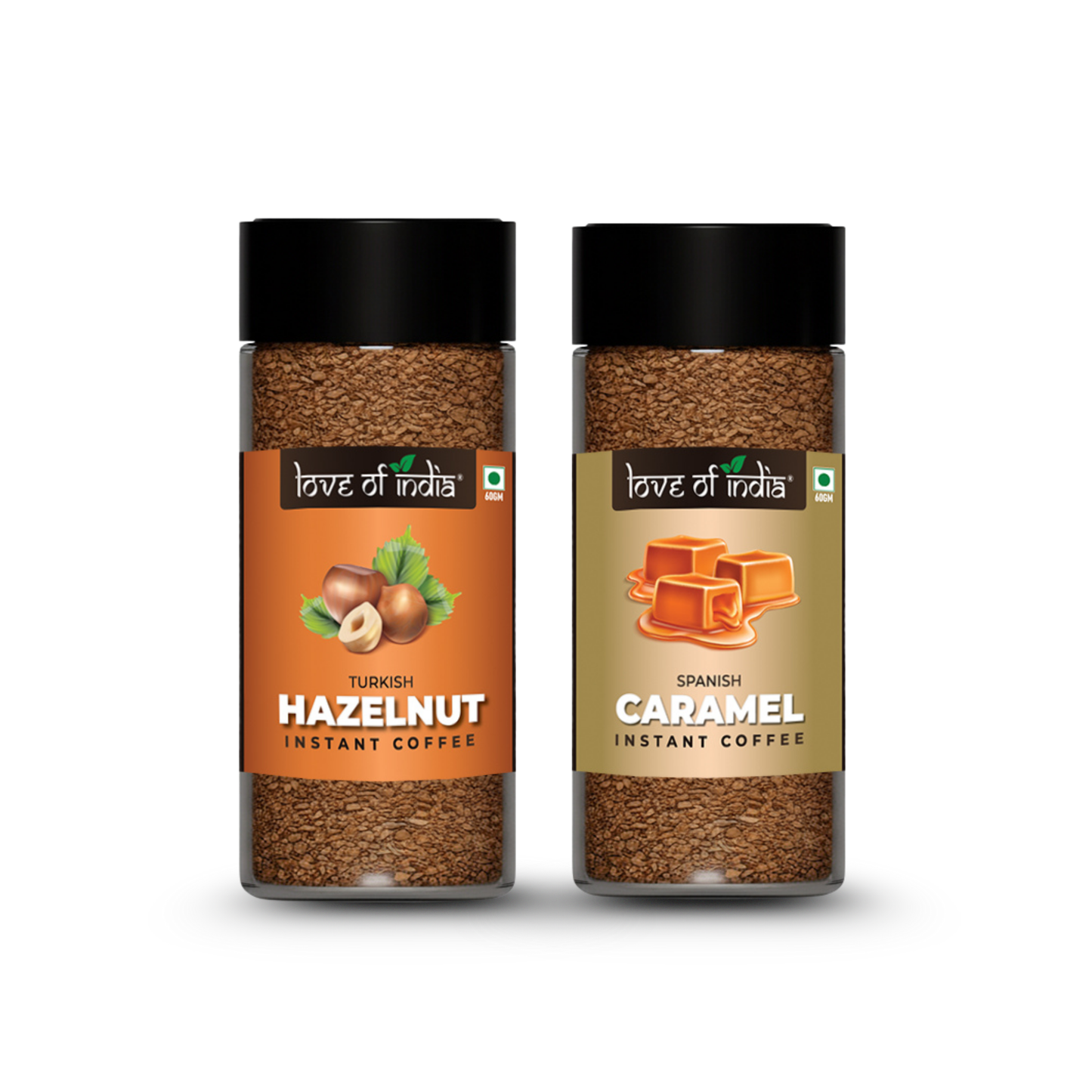 Love of India Assorted Flavoured Instant Coffee Combo – Hazelnut & Caramel