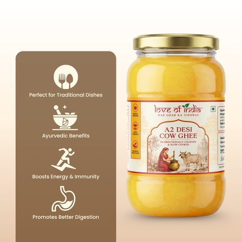 A2 Desi Cow Ghee – Bilona Method | Bi-Directionally Churned & Slow-Cooked