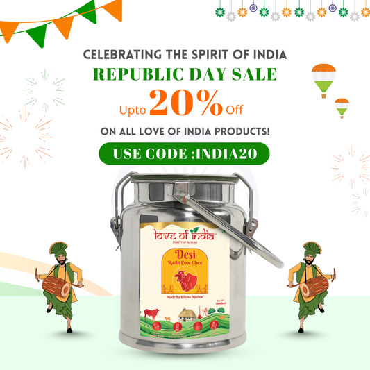 Desi Vedic Rathi Cow Ghee made by Bilona method | 5 Liter Desi Ghee Streel Can (Dolchi)
