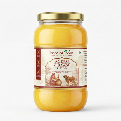 A2 Gir Cow Ghee – Bilona Method | Gujarat Sourced | 30 Litres of Milk, 1 Litre of Ghee