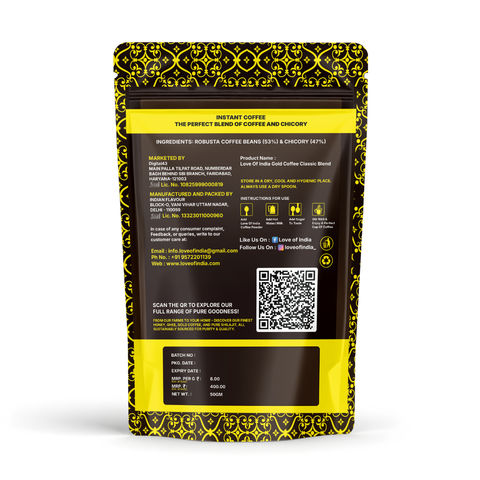 Love of India Gold Coffee – Classic Blend | Instant Coffee 50gm