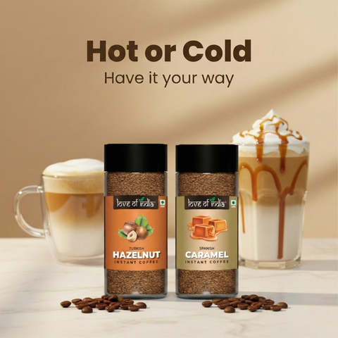 Love of India Assorted Flavoured Instant Coffee Combo – Hazelnut & Caramel