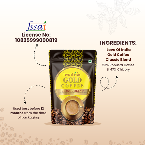 Love of India Gold Coffee – Classic Blend | Instant Coffee 50gm