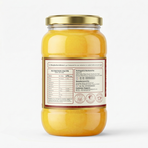 A2 Gir Cow Ghee – Bilona Method | Gujarat Sourced | 30 Litres of Milk, 1 Litre of Ghee