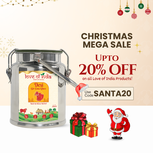 Desi Vedic Gir Cow Ghee made by Bilona method | 5 Liter Desi Ghee Steel Can (Dolchi)