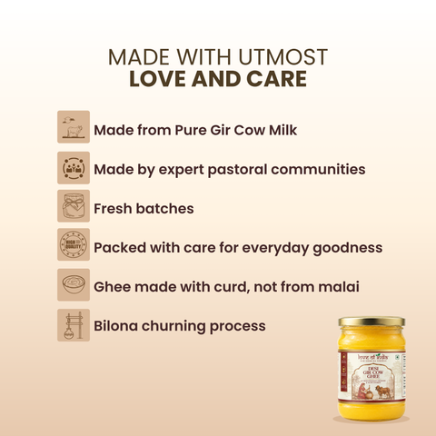 Love of India Desi Vedic Gir Cow Ghee made by Bilona method 500ml
