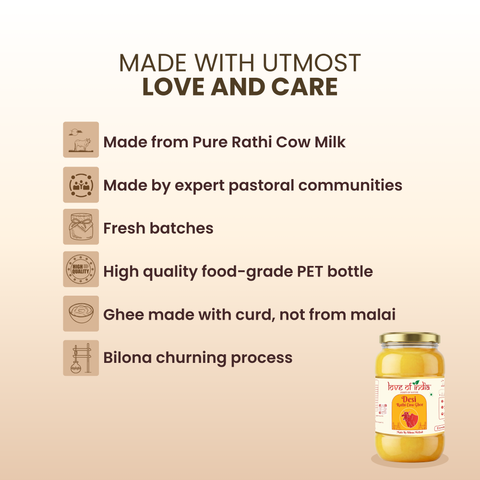 A2 Rathi Cow Ghee – Bilona Method | 30 Litres of Milk, 1 Litre of Ghee