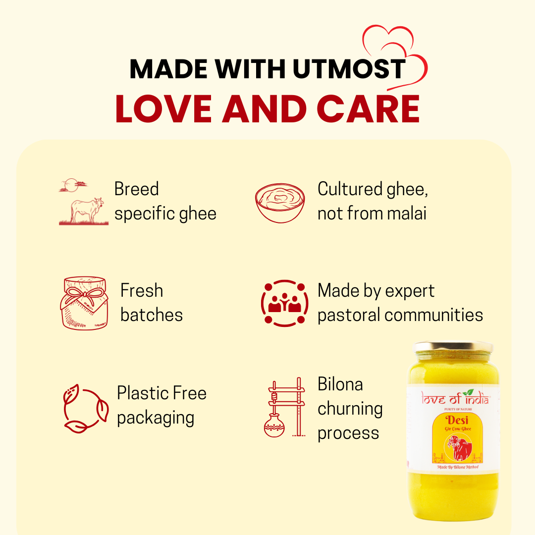 Love of India Desi Vedic Gir Cow Ghee made by Bilona method