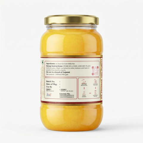 A2 Gir Cow Ghee – Bilona Method | Gujarat Sourced | 30 Litres of Milk, 1 Litre of Ghee
