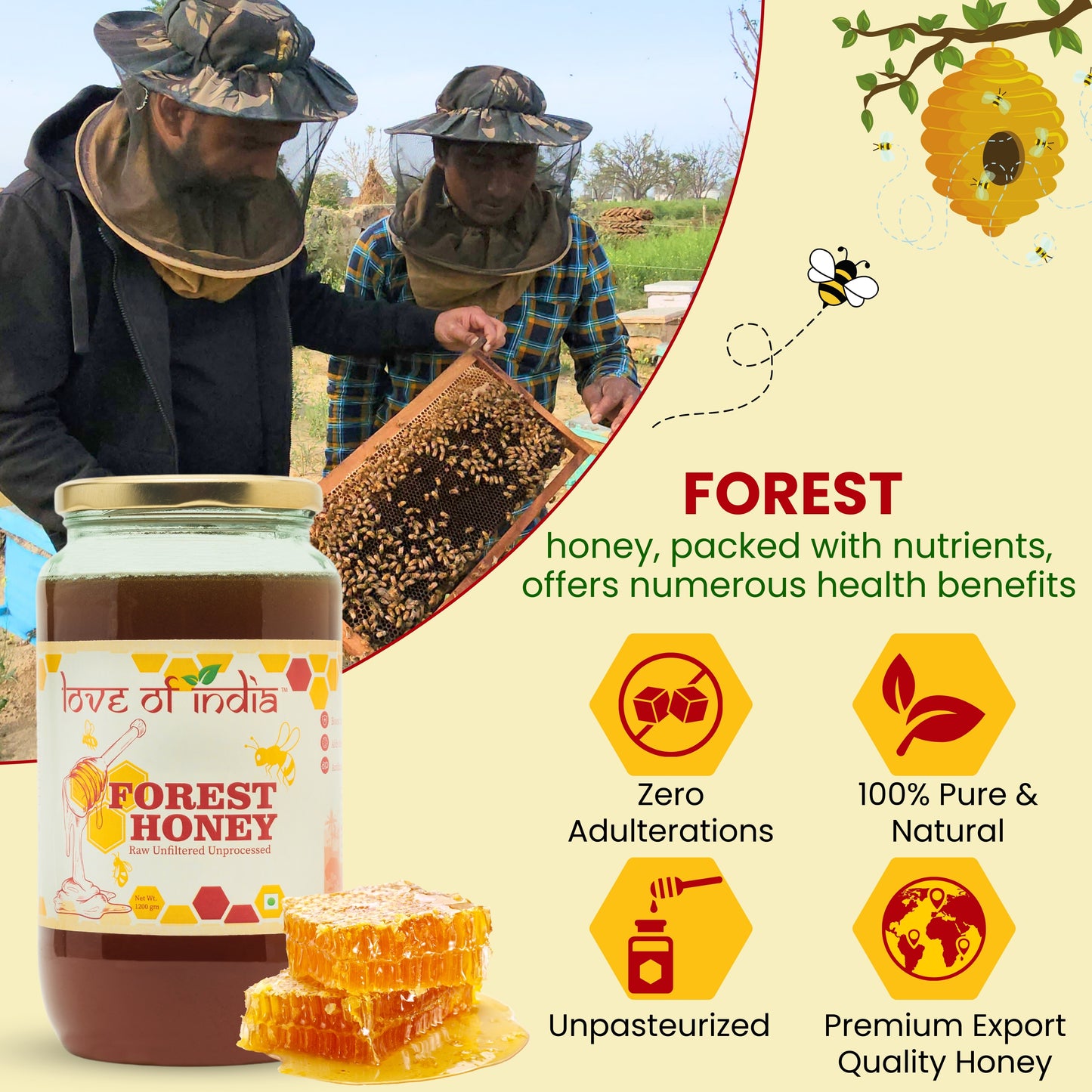 Forest Honey (Raw, Unfiltered, Unprocessed & Non-Pasteurised)