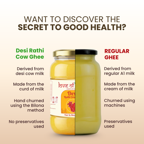 A2 Rathi Cow Ghee – Bilona Method | 30 Litres of Milk, 1 Litre of Ghee