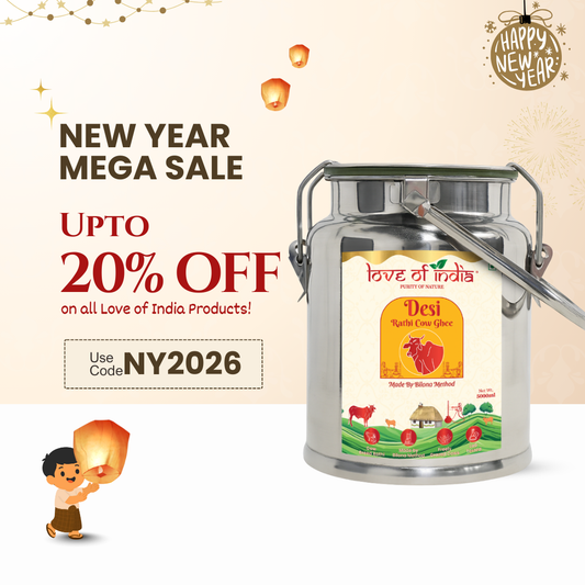 Desi Vedic Rathi Cow Ghee made by Bilona method | 5 Liter Desi Ghee Streel Can (Dolchi)