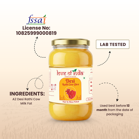A2 Rathi Cow Ghee – Bilona Method | 30 Litres of Milk, 1 Litre of Ghee