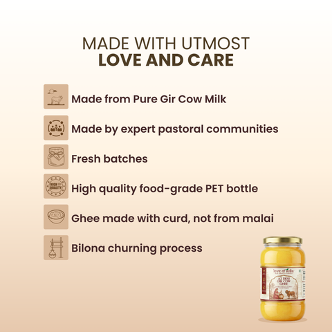A2 Gir Cow Ghee – Bilona Method | Gujarat Sourced | 30 Litres of Milk, 1 Litre of Ghee